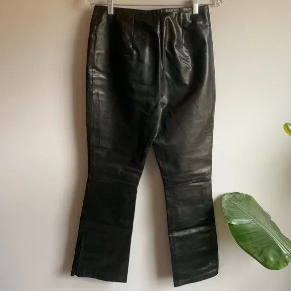 Vintage Indeed Black Leather Fully Lined Pants Size 4 - Picture 8 of 12